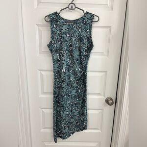 Michael Kors Jersey Knit Stretch Peacock Paisley Print Mini Dress M